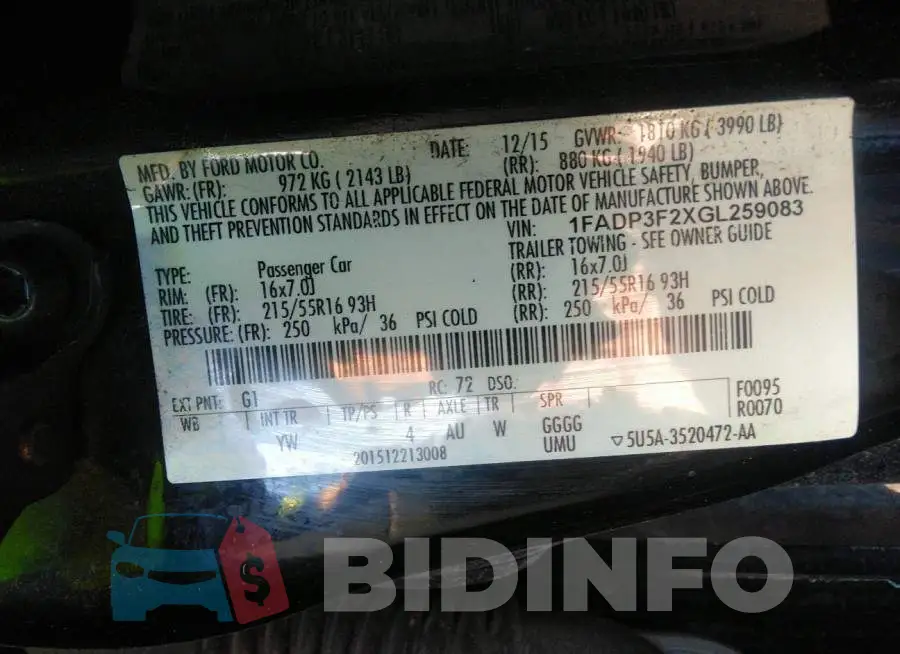 1FADP3F2XGL259083 Photo# 9