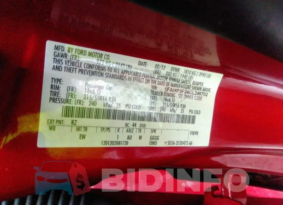 1FAHP3F24CL346702 Photo# 9