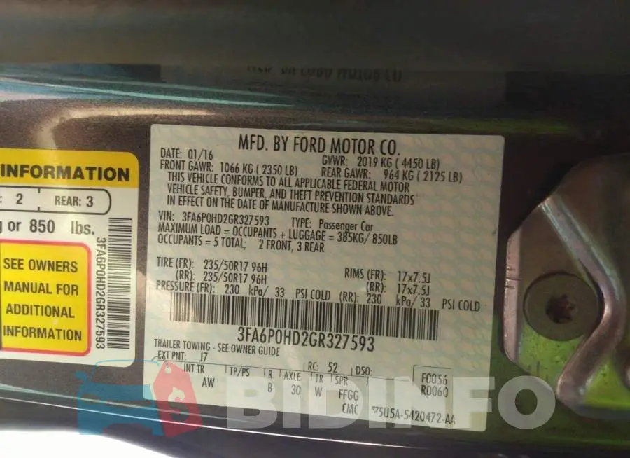 3FA6P0HD2GR327593 Photo# 9