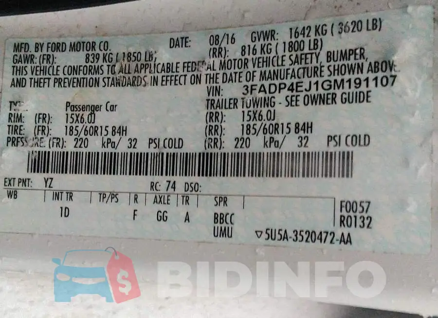 3FADP4EJ1GM191107 Photo# 9