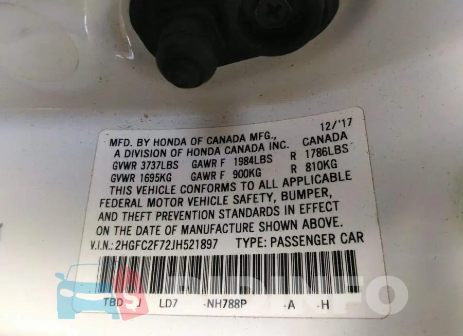 2HGFC2F72JH521897 Photo# 9