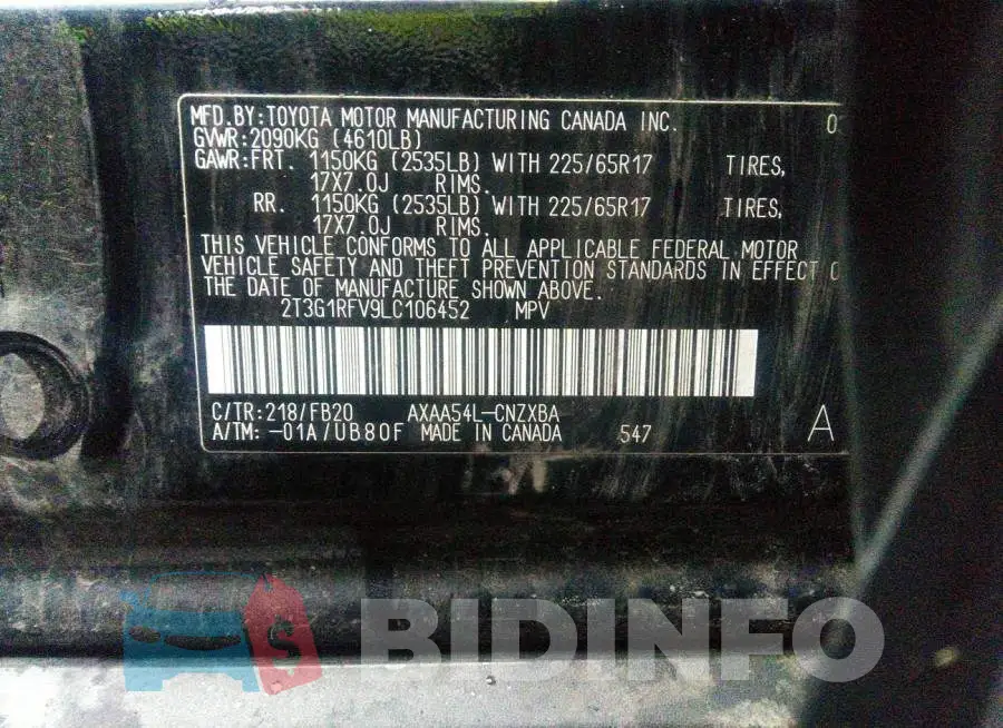 2T3G1RFV9LC106452 Photo# 9
