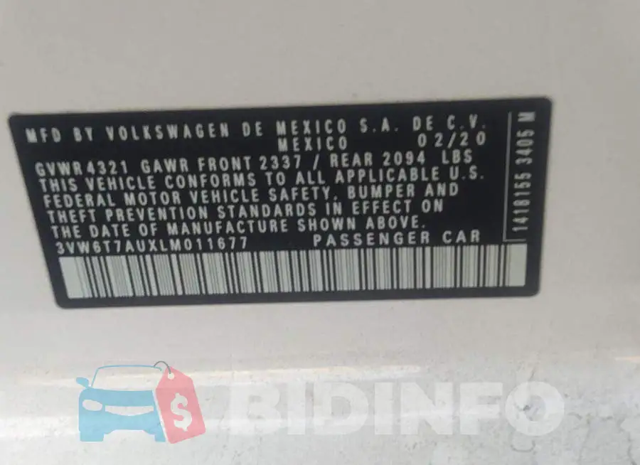 3VW6T7AUXLM011677 Photo# 9