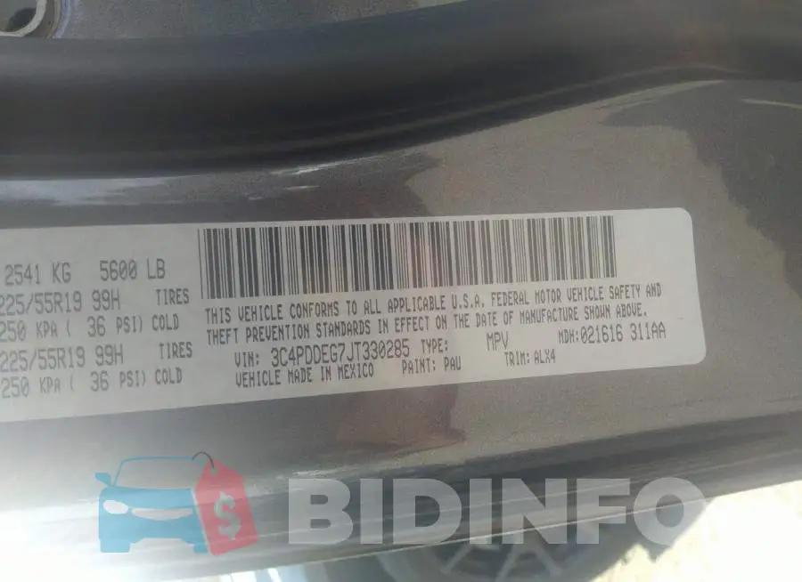 3C4PDDEG7JT330285 Photo# 9