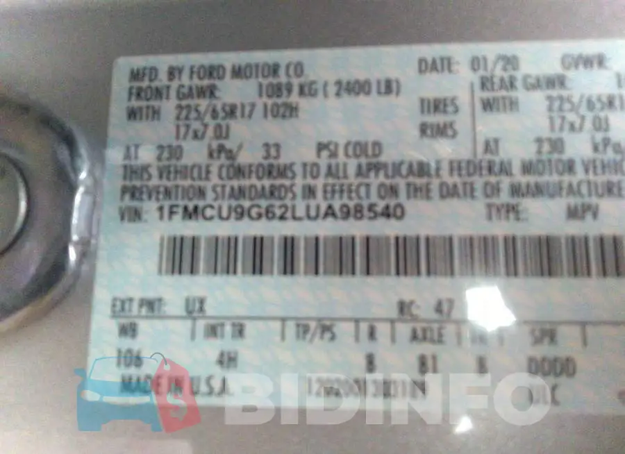 1FMCU9G62LUA98540 Photo# 9