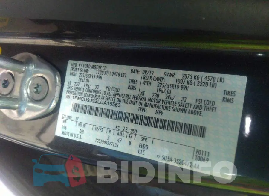 1FMCU9J92LUA15563 Photo# 9