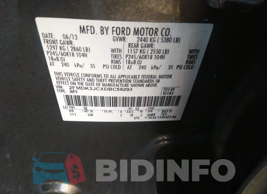 2FMDK3JCXDBC59293 Photo# 9