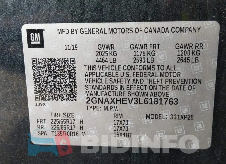 2GNAXHEV3L6181763 Photo# 9