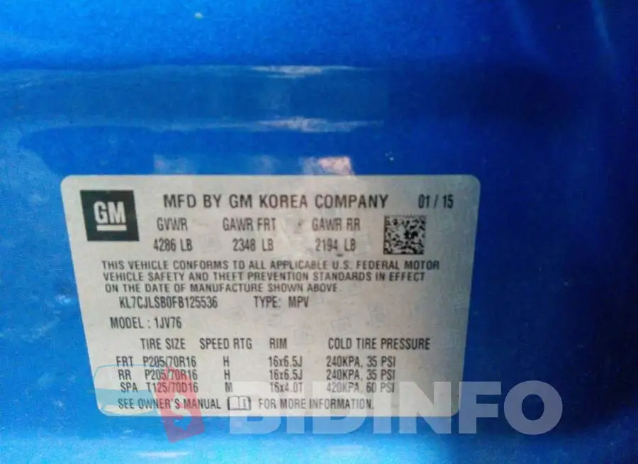 KL7CJLSB0FB125536 Photo# 9