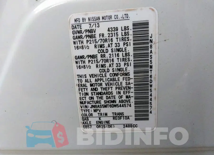 JN8AS5MT6DW544574 Photo# 9