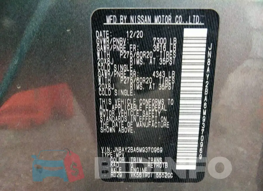 JN8AY2BA6M9370969 Photo# 9