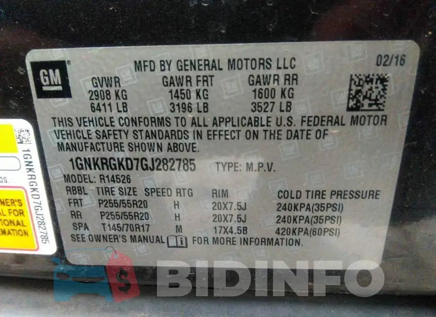 1GNKRGKD7GJ282785 Photo# 9
