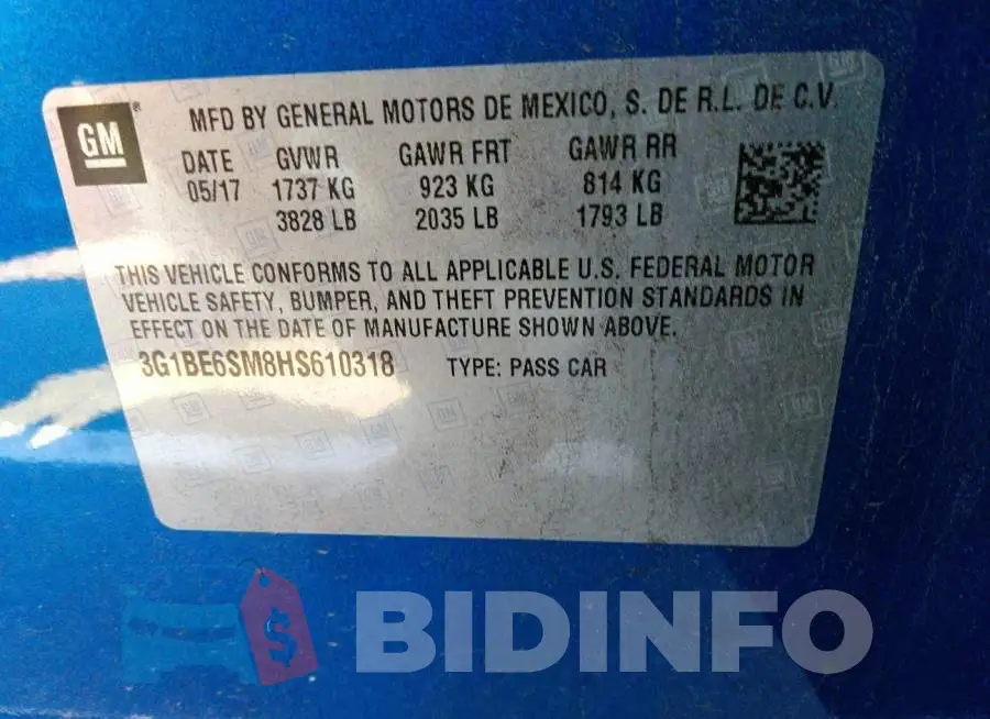3G1BE6SM8HS610318 Photo# 9