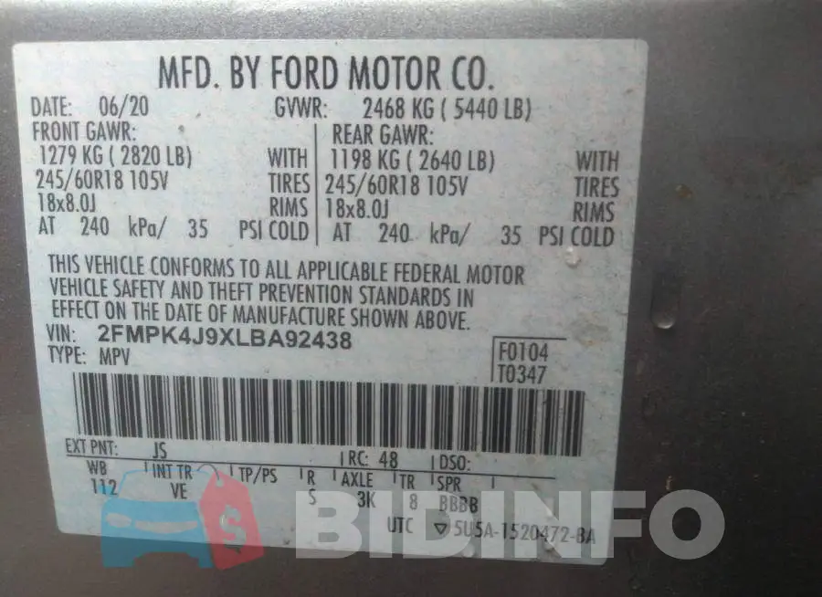 2FMPK4J9XLBA92438 Photo# 9