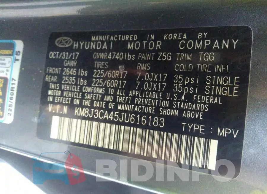 KM8J3CA45JU616183 Photo# 9