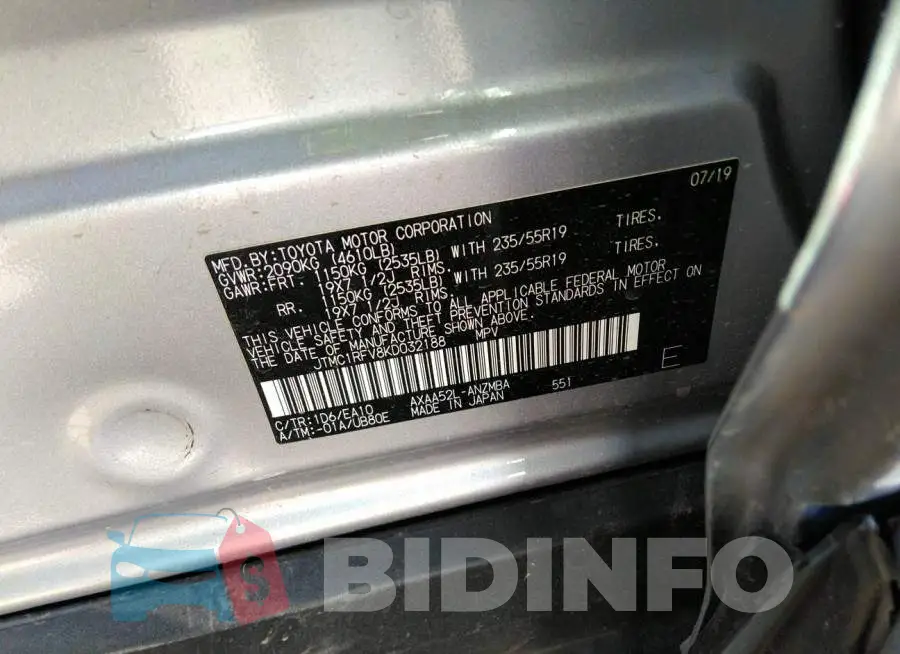 JTMC1RFV8KD032188 Photo# 9