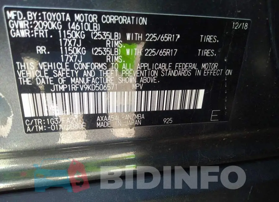 JTMP1RFV9KD506571 Photo# 9