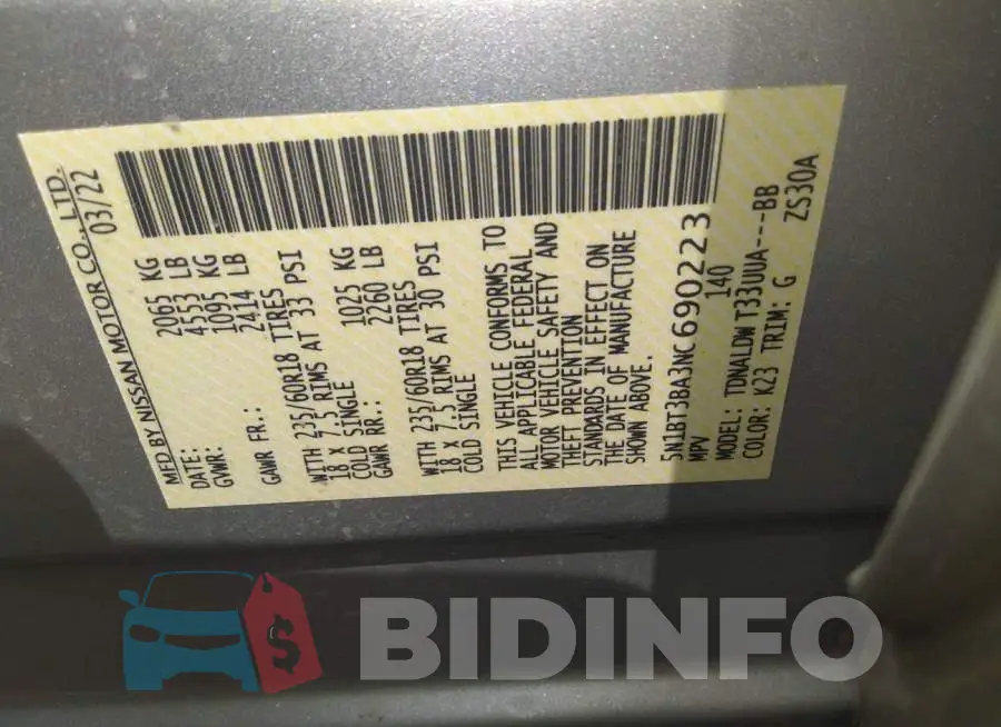5N1BT3BA3NC690223 Photo# 9
