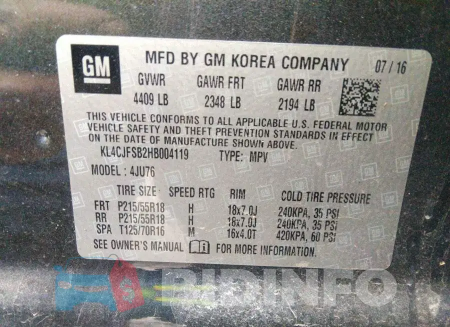KL4CJFSB2HB004119 Photo# 9