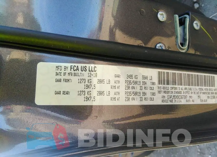 1C4PJMDX5KD367207 Photo# 9