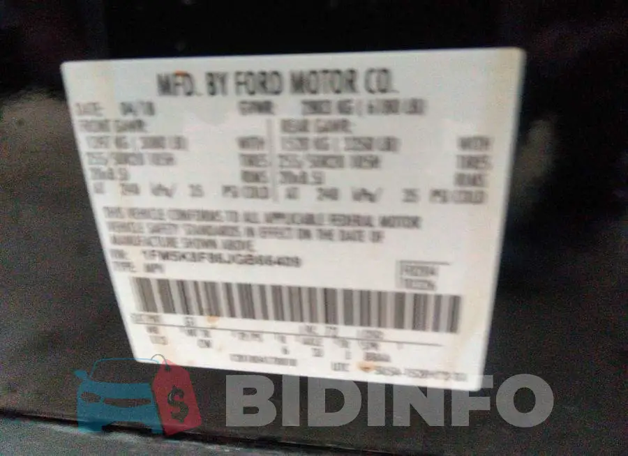 1FM5K8F86JGB66409 Photo# 9