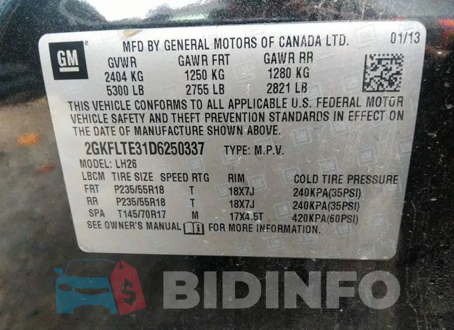 2GKFLTE31D6250337 Photo# 9