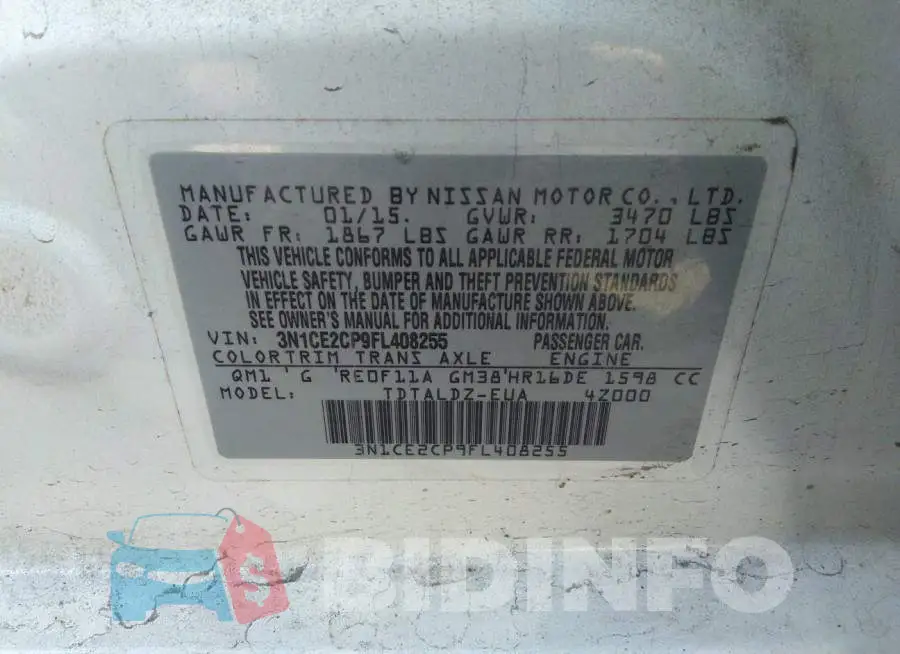 3N1CE2CP9FL408255 Photo# 9