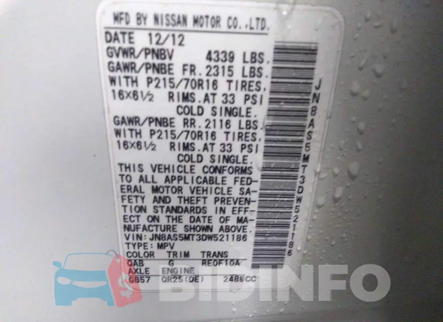 JN8AS5MT3DW521186 Photo# 9