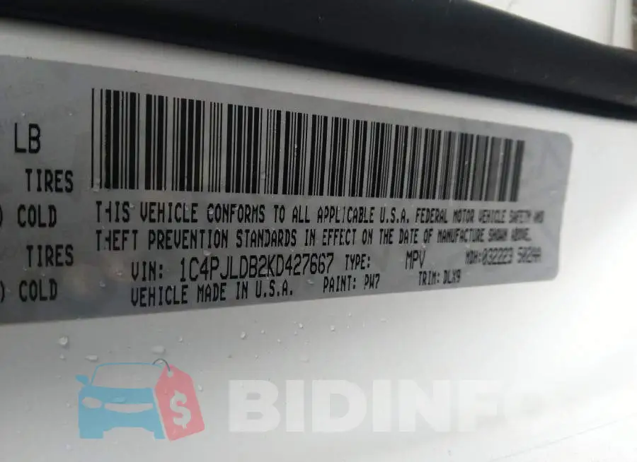 1C4PJLDB2KD427667 Photo# 9