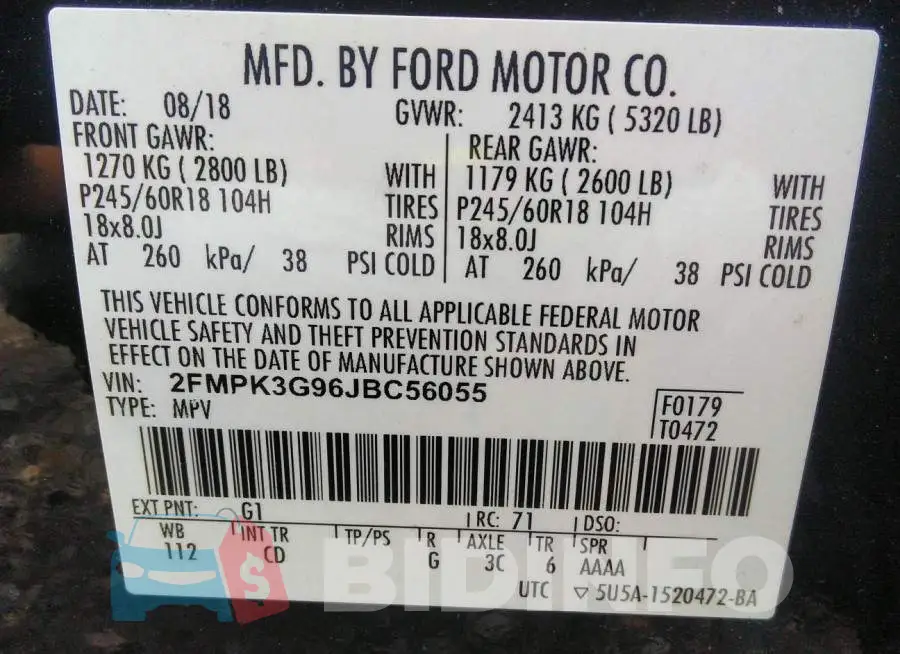 2FMPK3G96JBC56055 Photo# 9