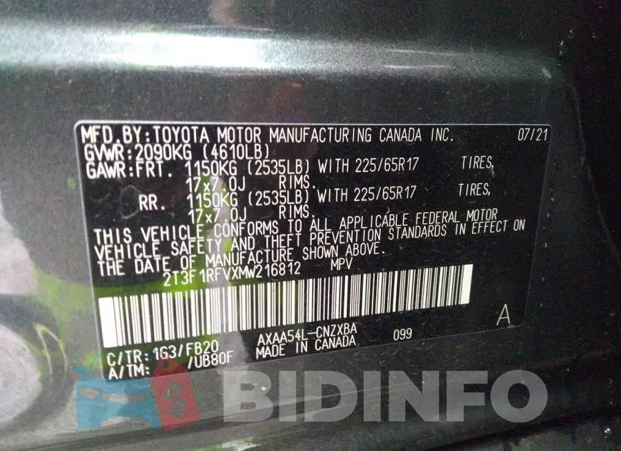 2T3F1RFVXMW216812 Photo# 9