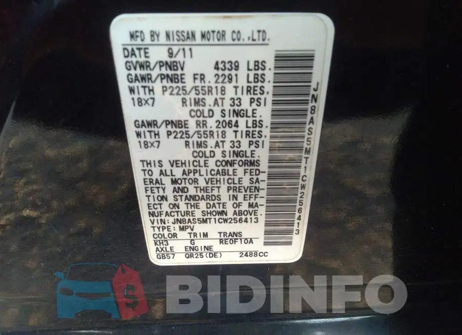 JN8AS5MT1CW256413 Photo# 9
