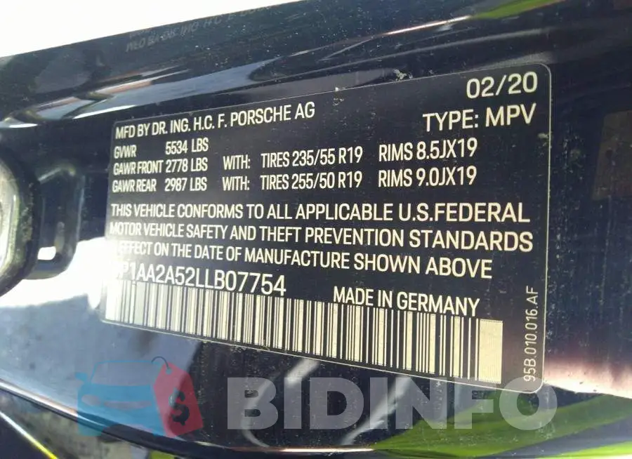 WP1AA2A52LLB07754 Photo# 9