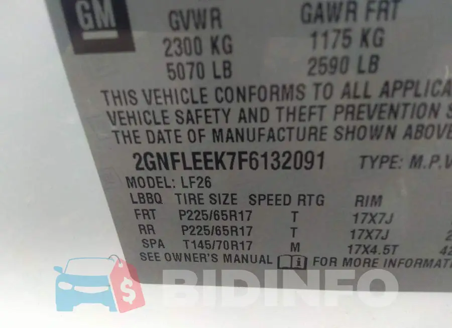 2GNFLEEK7F6132091 Photo# 9