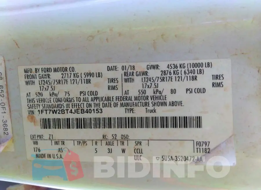 1FT7W2BT4JEB40153 Photo# 9