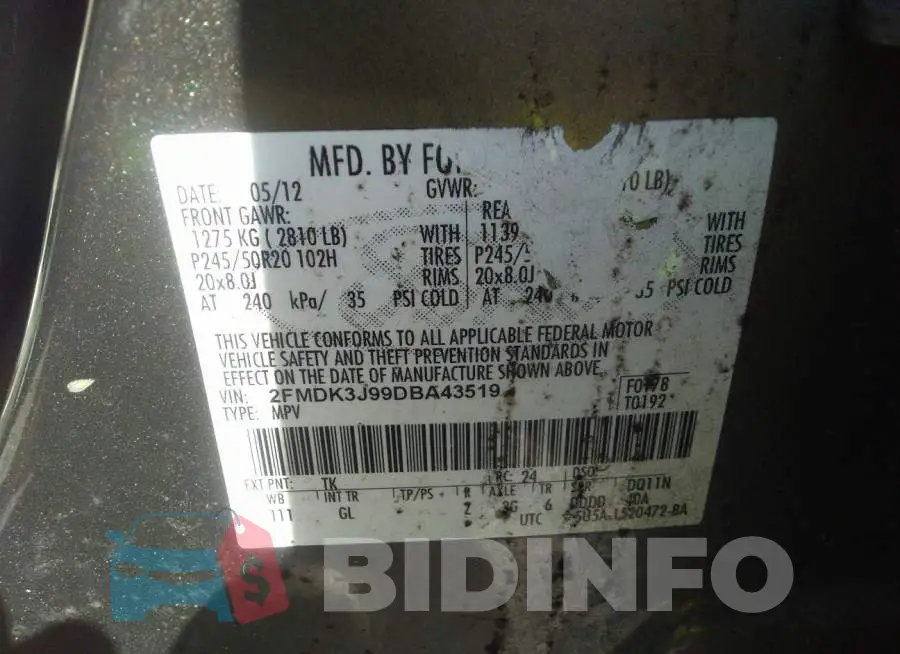 2FMDK3J99DBA43519 Photo# 9
