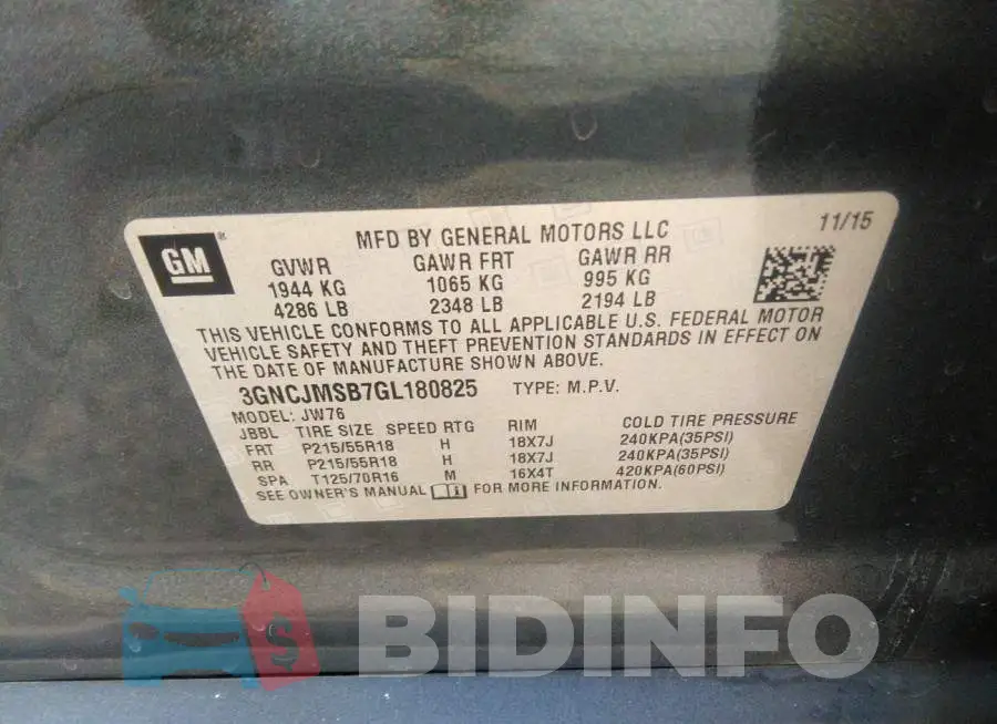 3GNCJMSB7GL180825 Photo# 9