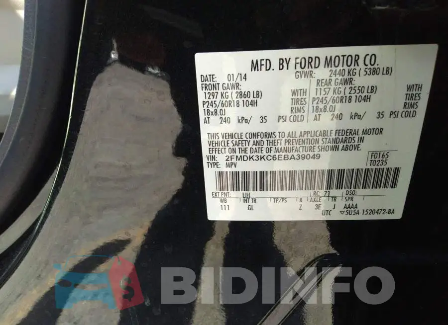 2FMDK3KC6EBA39049 Photo# 9