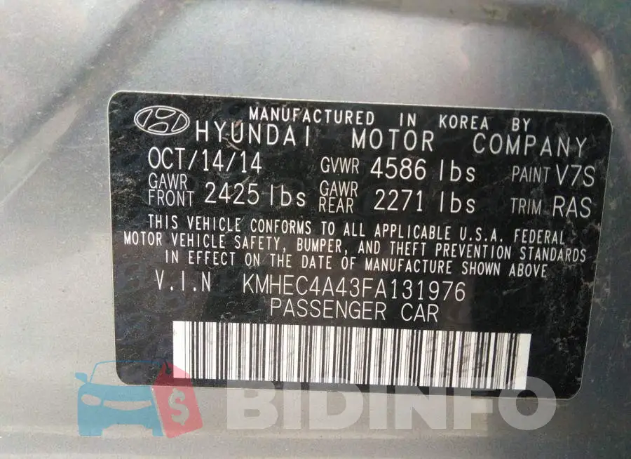 KMHEC4A43FA131976 Photo# 9