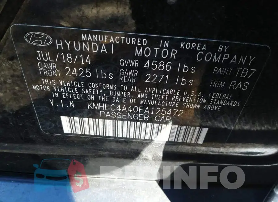 KMHEC4A40FA125472 Photo# 9