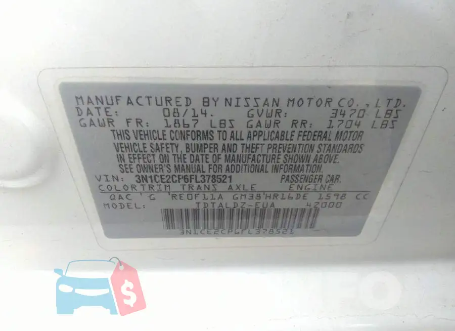 3N1CE2CP6FL378521 Photo# 9