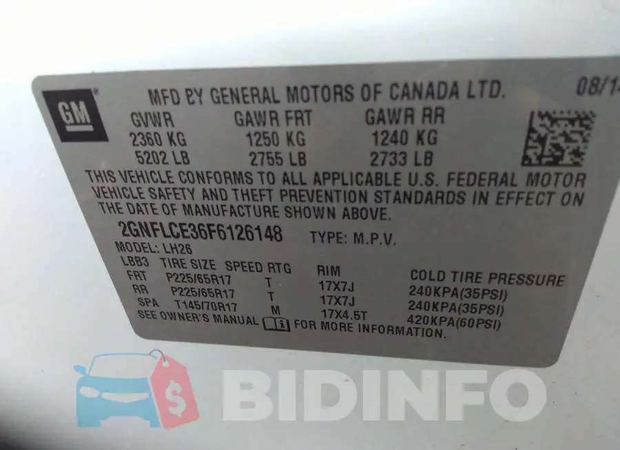 2GNFLCE36F6126148 Photo# 9