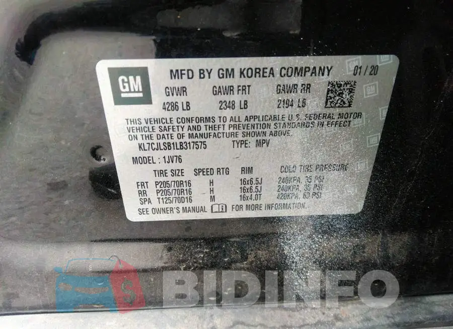 KL7CJLSB1LB317575 Photo# 9