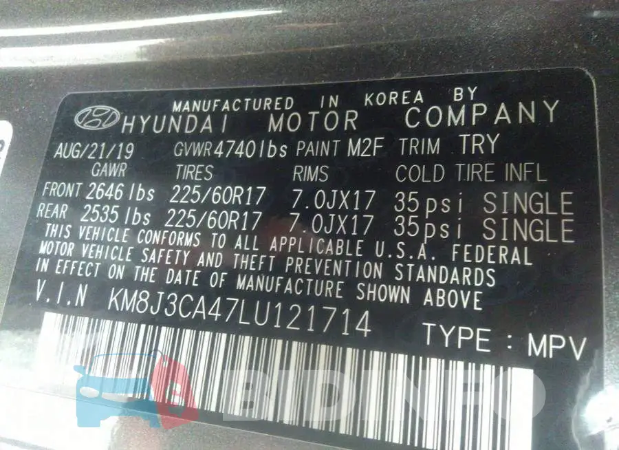 KM8J3CA47LU121714 Photo# 9