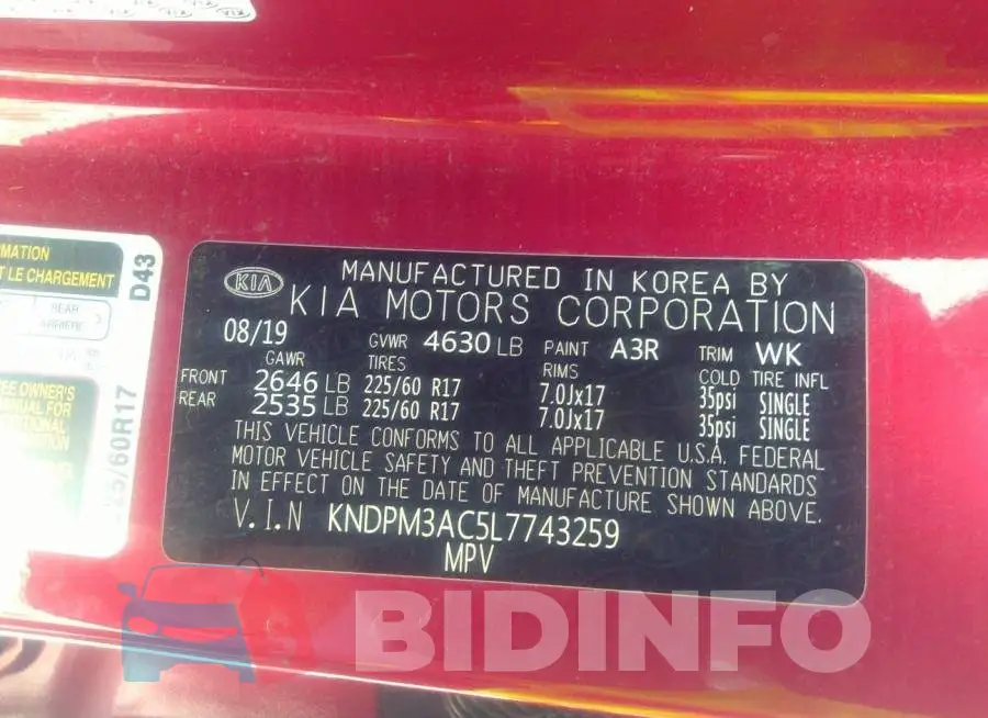 KNDPM3AC5L7743259 Photo# 9