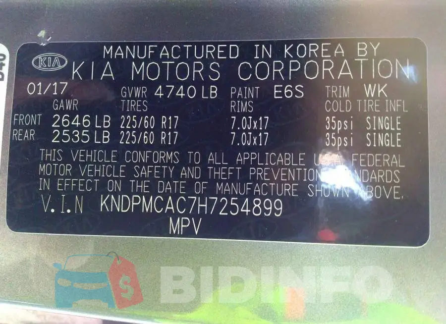 KNDPMCAC7H7254899 Photo# 9