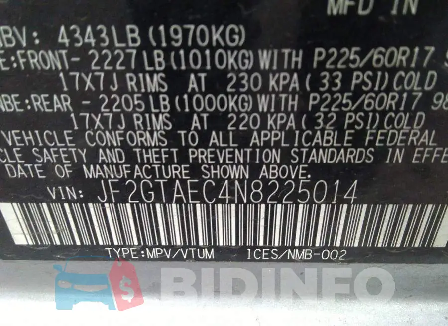 JF2GTAEC4N8225014 Photo# 9