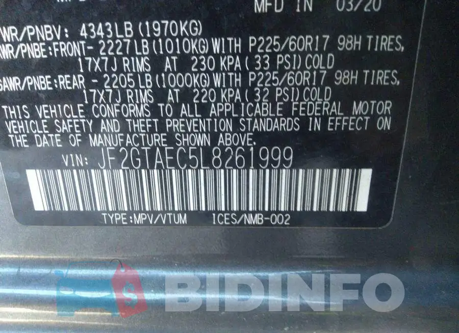 JF2GTAEC5L8261999 Photo# 9
