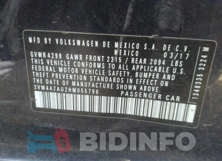 3VW447AU2HM055796 Photo# 9