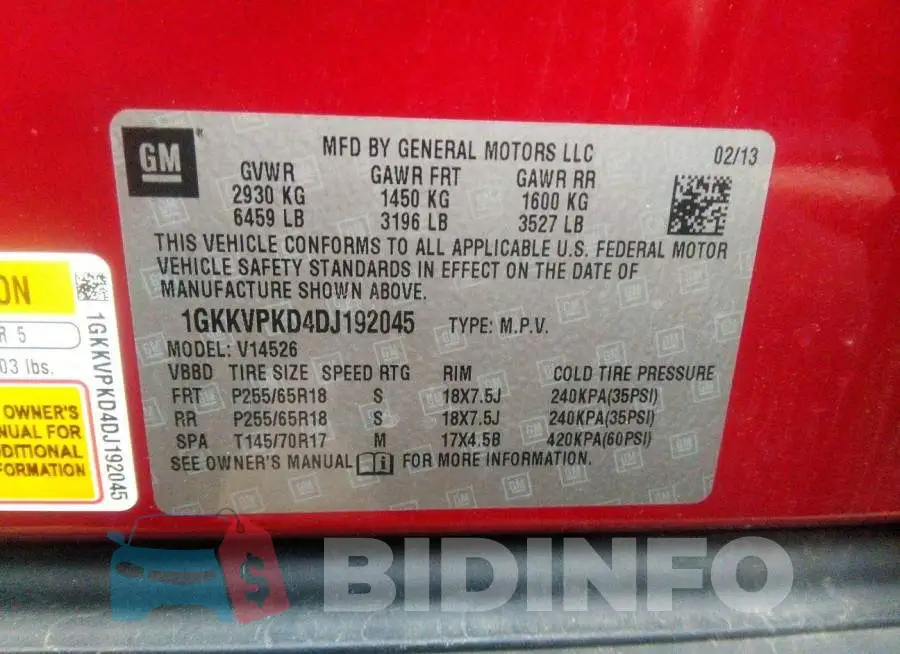 1GKKVPKD4DJ192045 Photo# 9